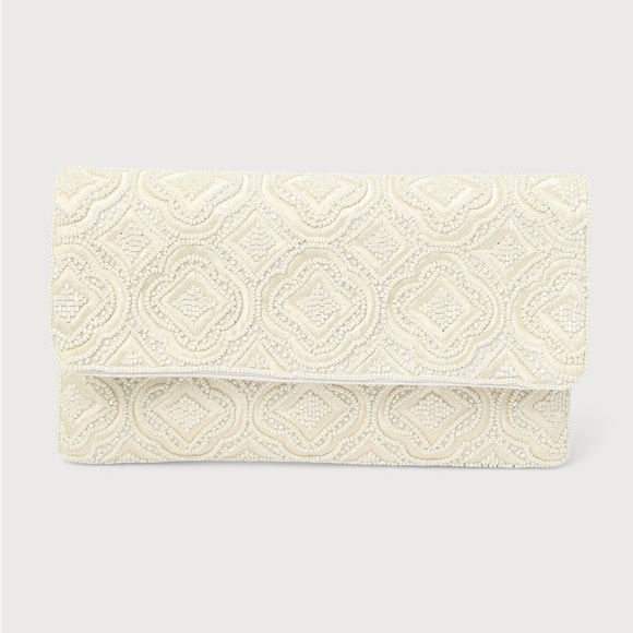 Lulus Effortlessly Glam Ivory Beaded Embroidered Clutch - Picture 5 of 8